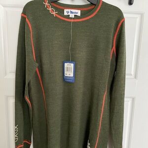NWT-Meister Kiss Me sweater Size Large in Olive Hthr/Paprika